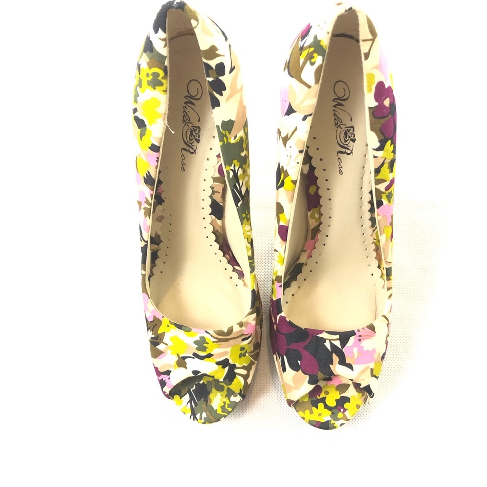 Wild Rose Floral Peep Toe Pumps 11 Stiletto Heels